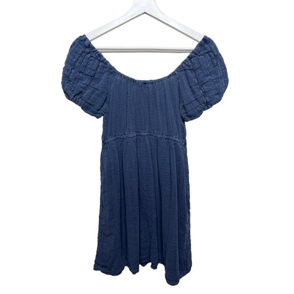 American Eagle Blue Chambray Puff Sleeve Square Neck Dress XS - Picture 2 of 12